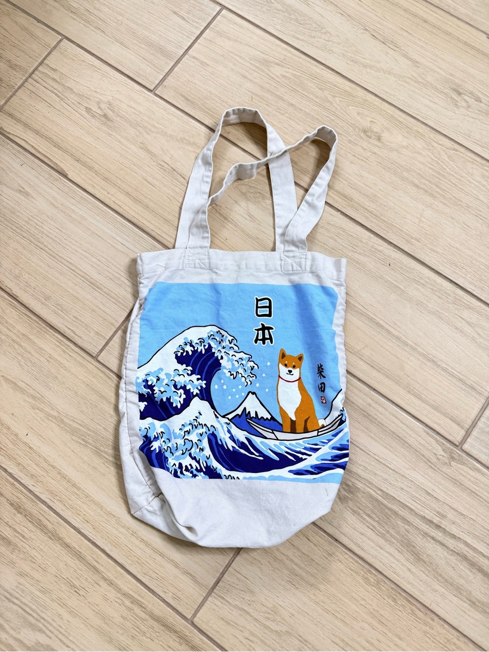 Shibata San Shiba Inu Great Wave A4 Canvas Tote Bag Friends Hill Japan Kawaii